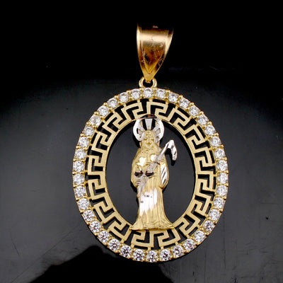 10K Real Gold Santa Muerte Pendant
