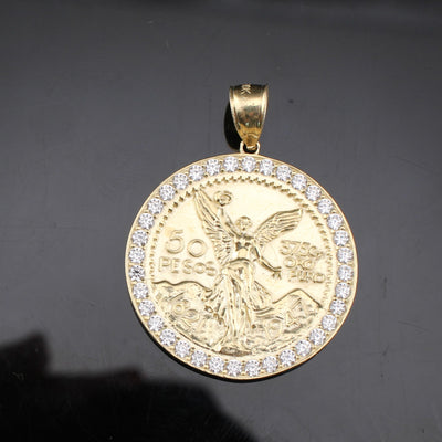 10K Real Gold 50 Pesos Pendant 1 inch