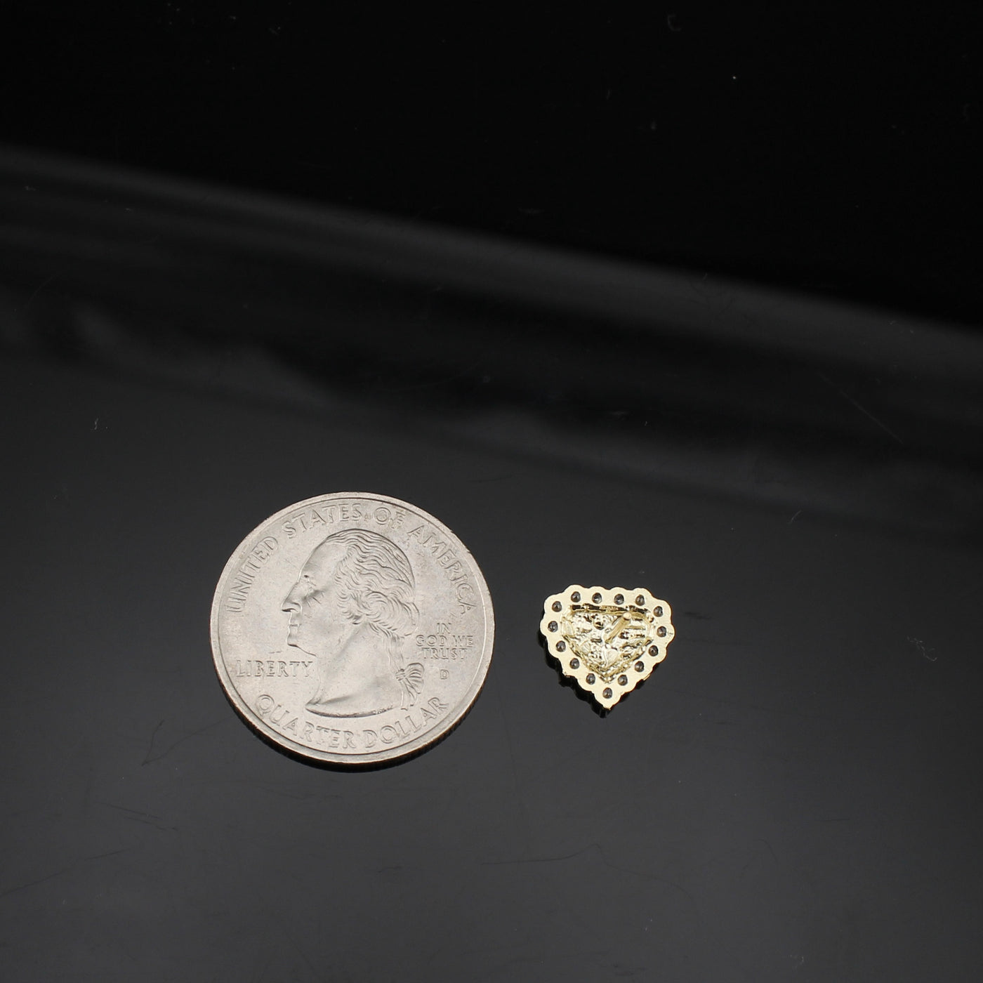 Real 10K Gold Heart Nugget CZ Studs