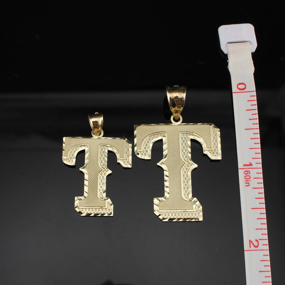Real 10K Gold T Initial Pendant