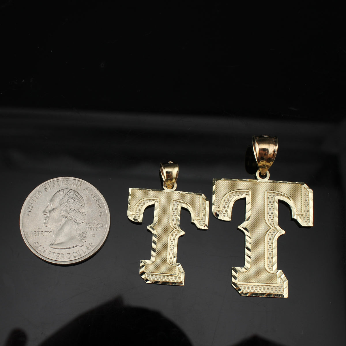 Real 10K Gold T Initial Pendant