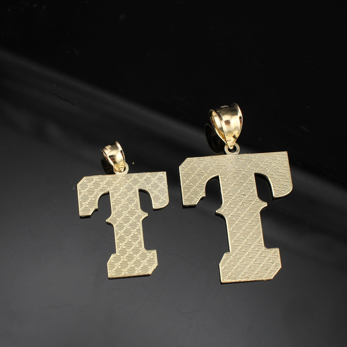 Real 10K Gold T Initial Pendant
