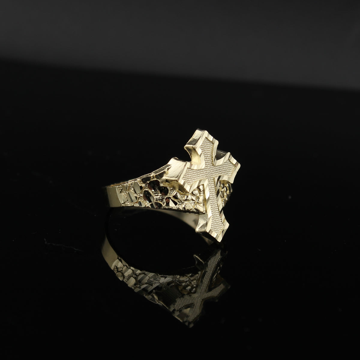Real 10K Gold Men's Cross Ring