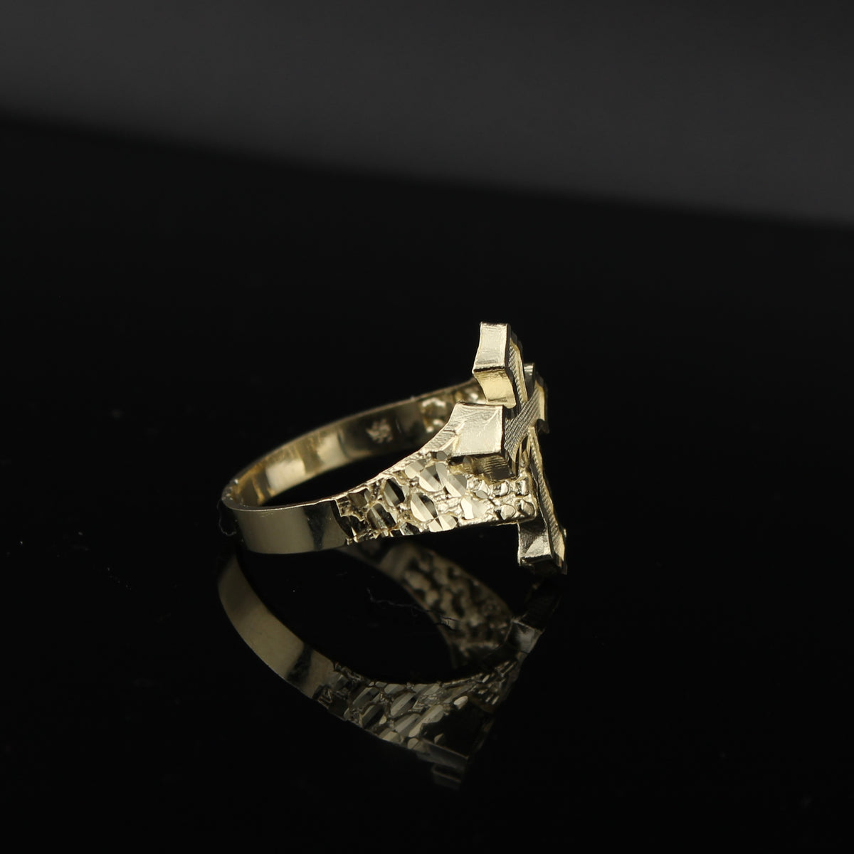 Real 10K Gold Men's Cross Ring