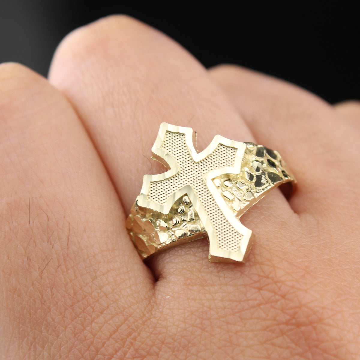 Real 10K Gold Men's Cross Ring