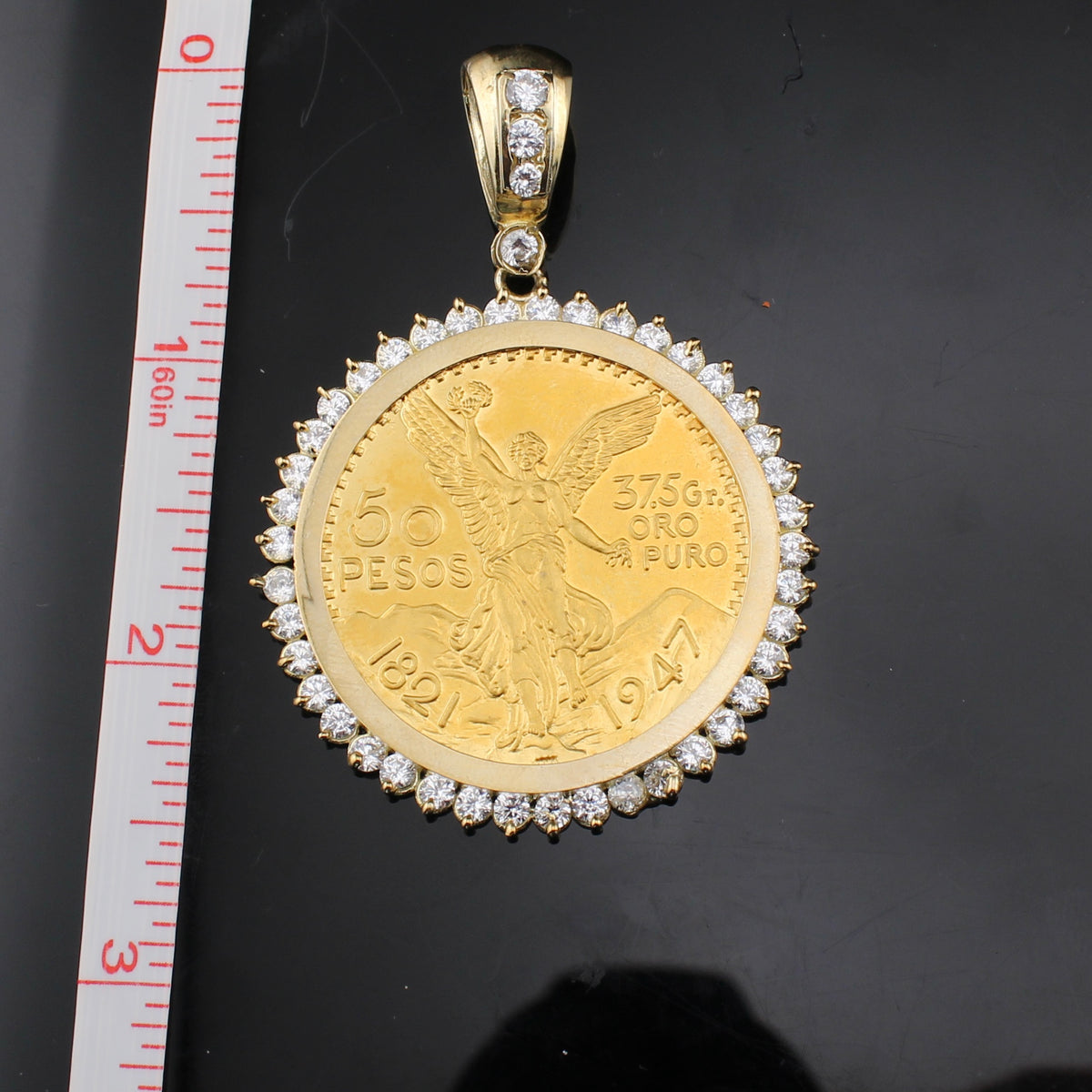 Real 10K Gold 50 Pesos Pendant