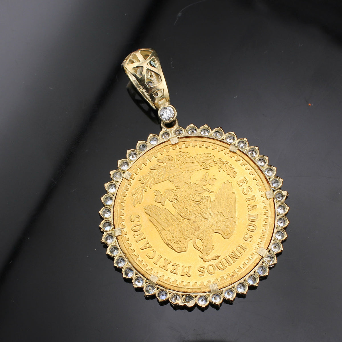 Real 10K Gold 50 Pesos Pendant