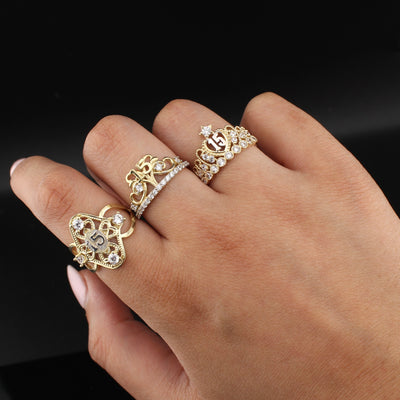 10K & 14K Real Gold Quinceañera Ring