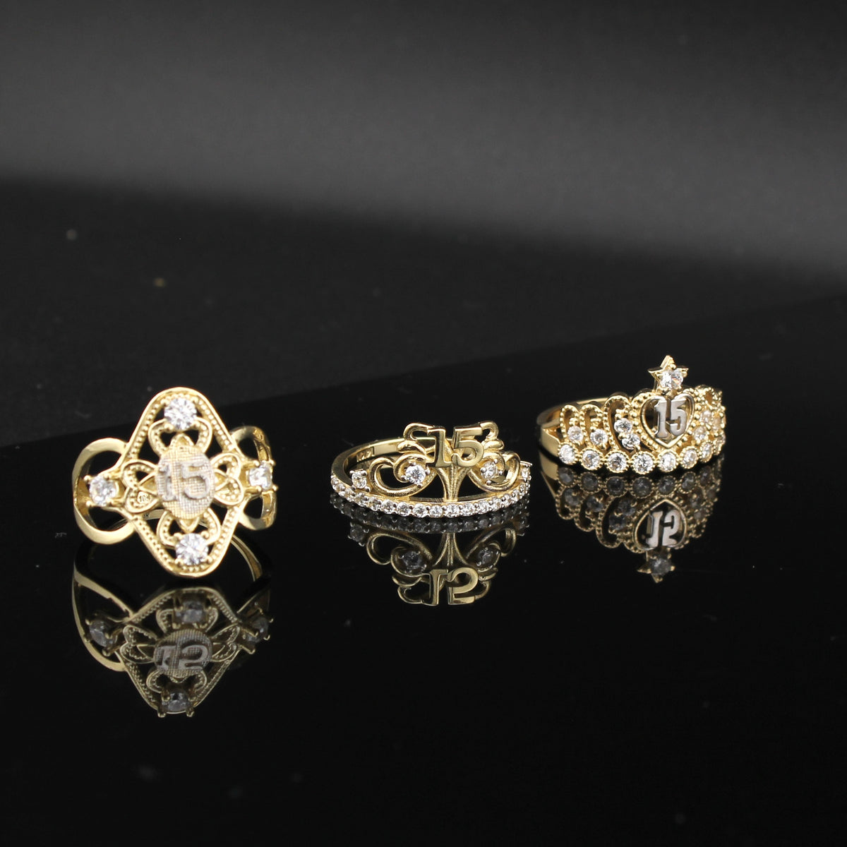 10K & 14K Real Gold Quinceañera Ring - alternate view - ICEbyAK