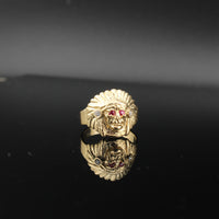 Anillo de oro de 10K auténtico con cabeza de indio nativo americano