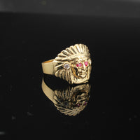 Anillo de oro de 10K auténtico con cabeza de indio nativo americano