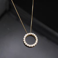 Real 10K Gold Diamond Round Necklace 1.00 CTW