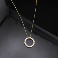 Real 10K Gold Diamond Round Necklace 1.00 CTW