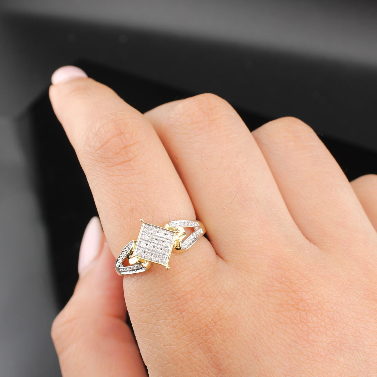 Anillo de compromiso o promesa de oro de 10 quilates con diamantes para mujer