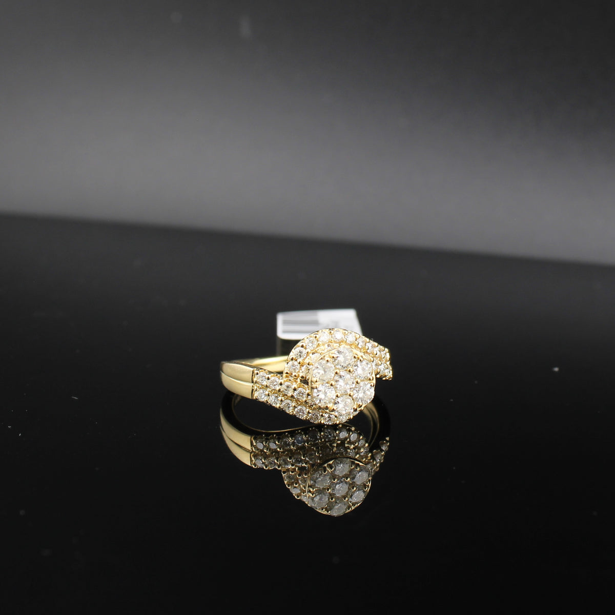 Anillo de compromiso de oro de 10K auténtico con diamantes y diseño floral para mujer