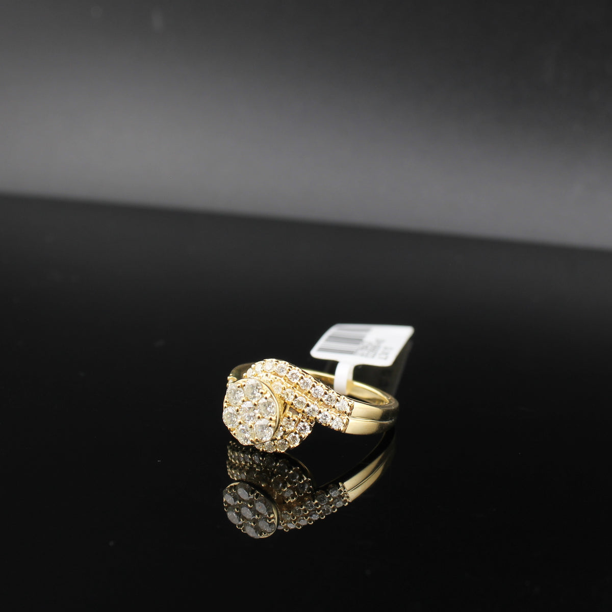 Anillo de compromiso de oro de 10K auténtico con diamantes y diseño floral para mujer