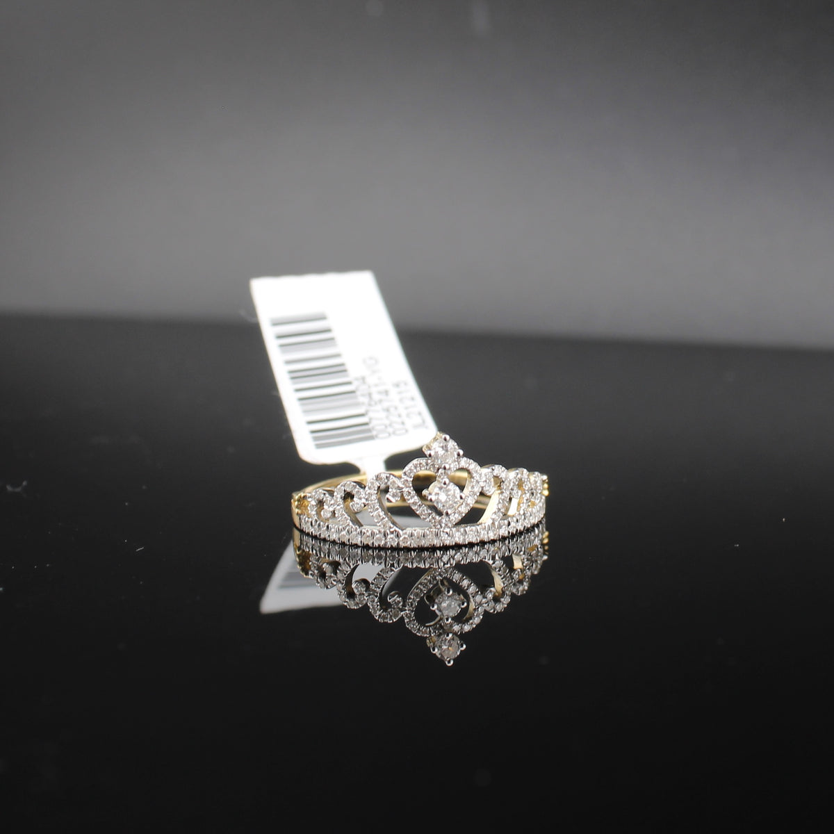Anillo de corona de oro de 10K y diamante auténticos