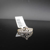 Anillo de corona de oro de 10K y diamante auténticos