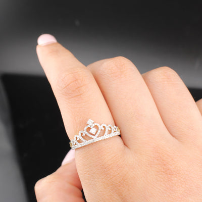 10K Gold and Diamond Crown Ring