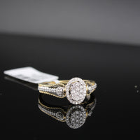 Anillo de promesa de oro de 10K auténtico con diamante ovalado para mujer