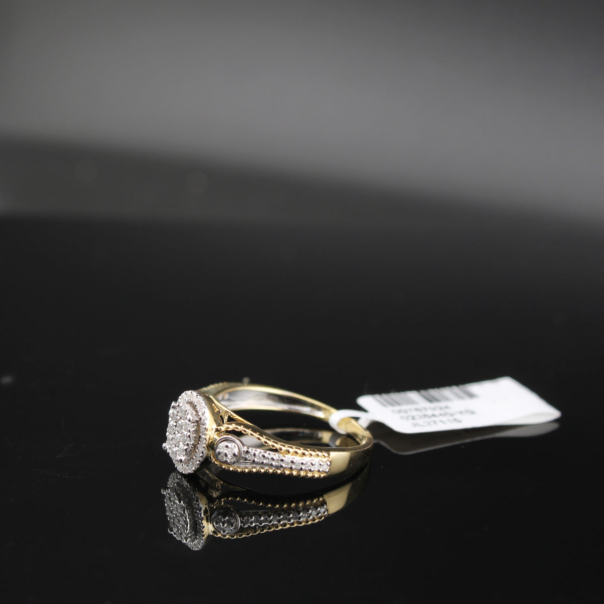 Anillo de promesa de oro de 10K auténtico con diamante ovalado para mujer