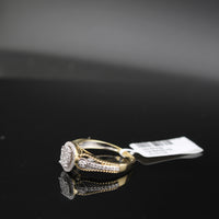Anillo de promesa de oro de 10K auténtico con diamante ovalado para mujer