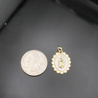Real 10K Gold Virgin Mary Mother of Pearl Pendant