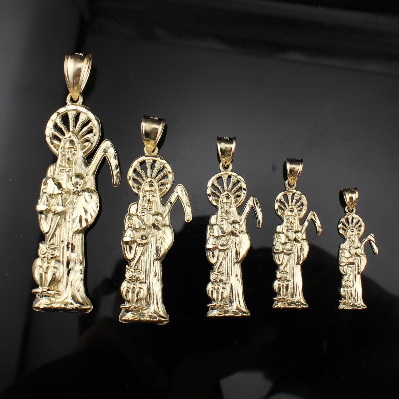 10K Real Gold Santa Muerte Pendant