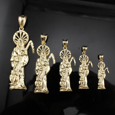 10K Real Gold Santa Muerte Pendant