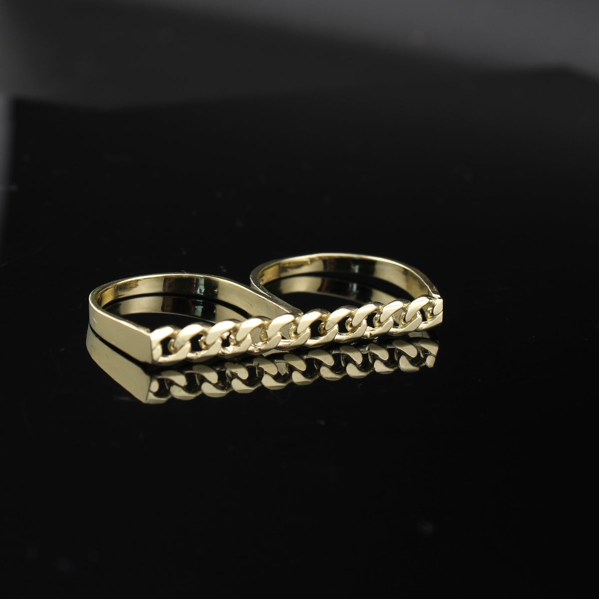 Real 10K Gold Cuban Double Finger Ring