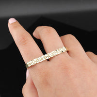 Anillo doble de pepita de oro de 10K auténtico