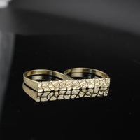 Anillo doble de pepita de oro de 10K auténtico