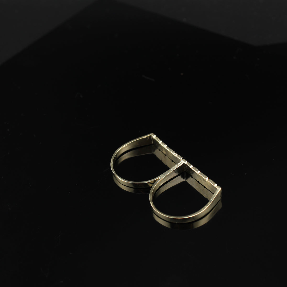Anillo doble de pepita de oro de 10K auténtico