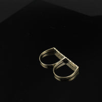 Anillo doble de pepita de oro de 10K auténtico