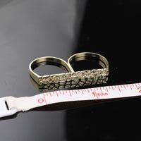 Anillo doble de pepita de oro de 10K auténtico