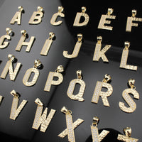 Real 10K Gold Nugget Style Initial Pendants