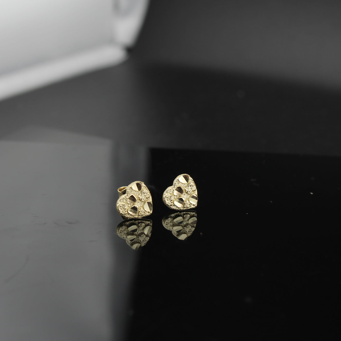 Real 10K Gold Heart Nugget Studs Dainty