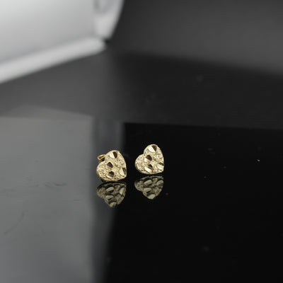 Real 10K Gold Heart Nugget Studs Dainty