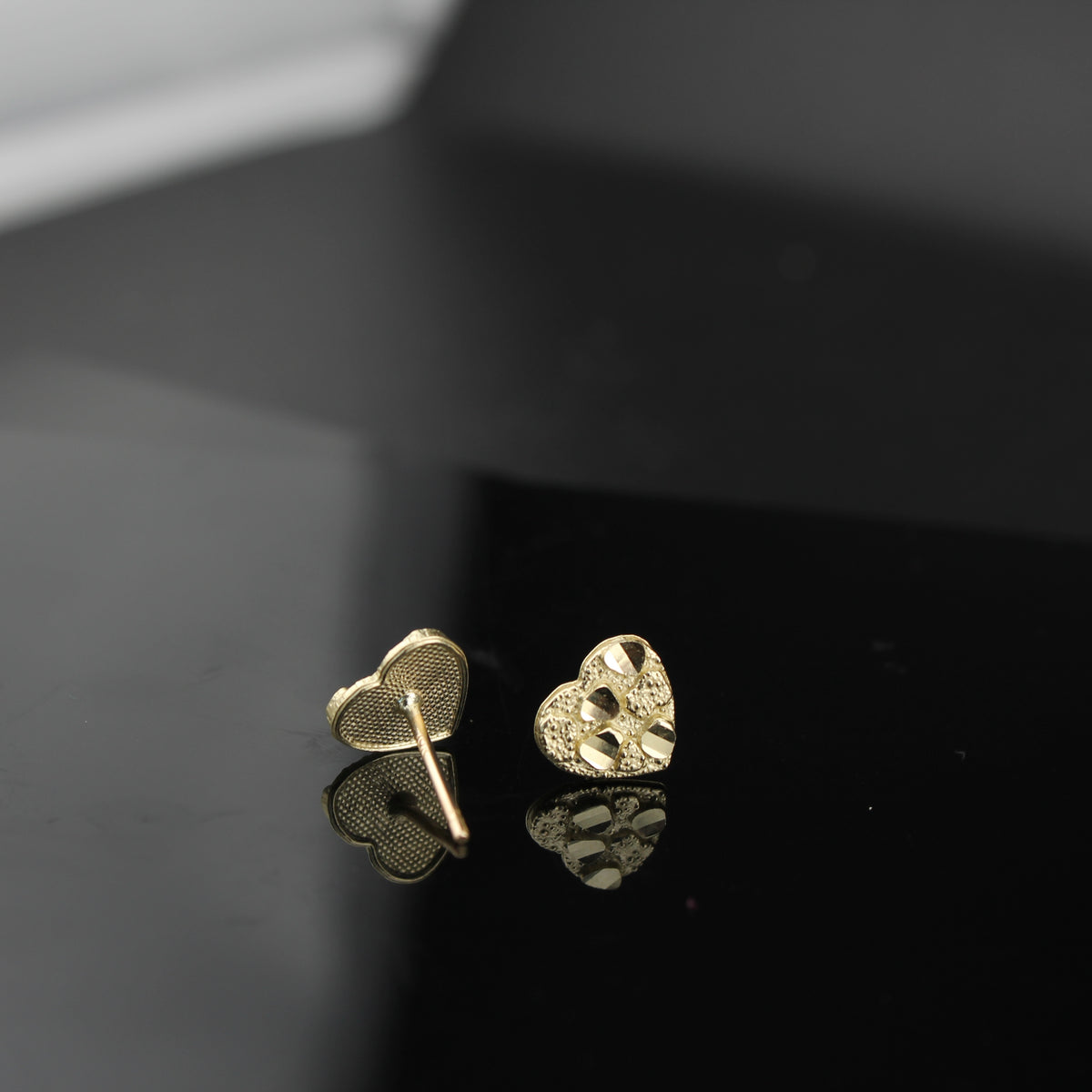 Real 10K Gold Heart Nugget Studs Dainty