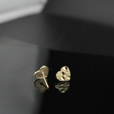 Real 10K Gold Heart Nugget Studs Dainty