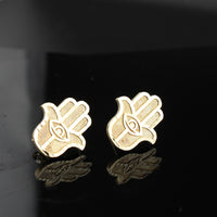 Pendientes de oro de 10K auténtico con diseño de Mano de Fátima