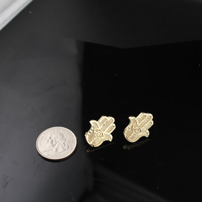 Real 10K Gold Hamsa Hand Studs