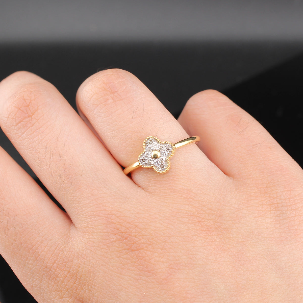 Real 10K Gold Diamond Ladies Promise Ring