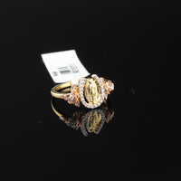 Real 10K Gold Diamond Virgin Mary Ring