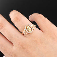 Real 10K Gold Diamond Virgin Mary Ring