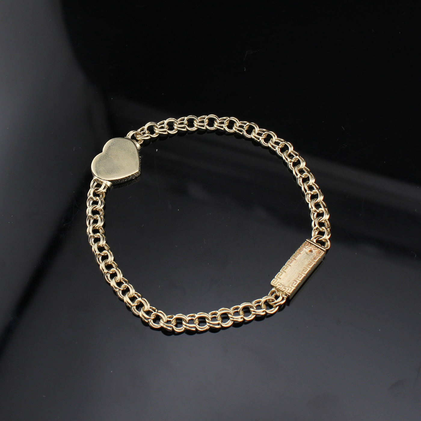 10K Chino Heart Bracelet 7in