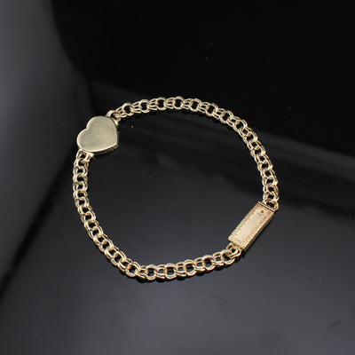 10K Chino Heart Bracelet 7in