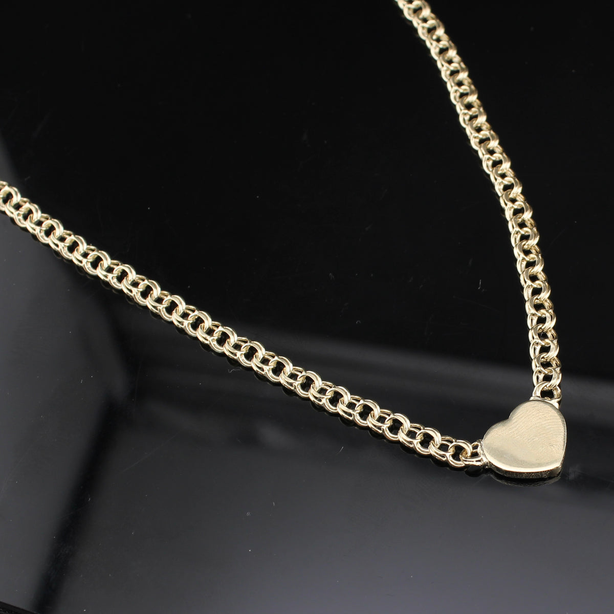 Real 10K Gold 5mm Heart Chino Chain