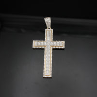 10k Diamond Cross Pendant Two Tone - detail view - ICEbyAK