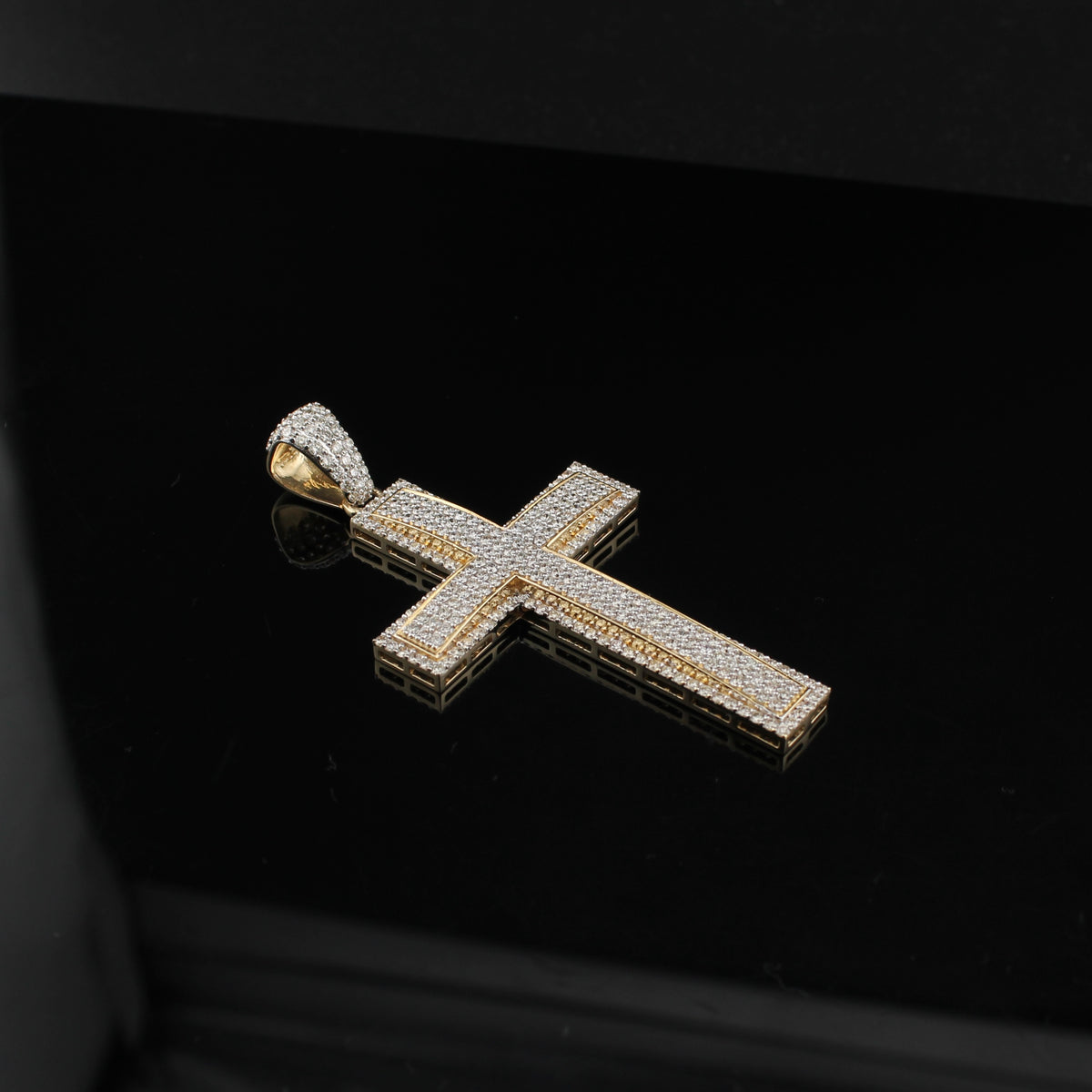 10k Diamond Cross Pendant Two Tone - alternate view - ICEbyAK